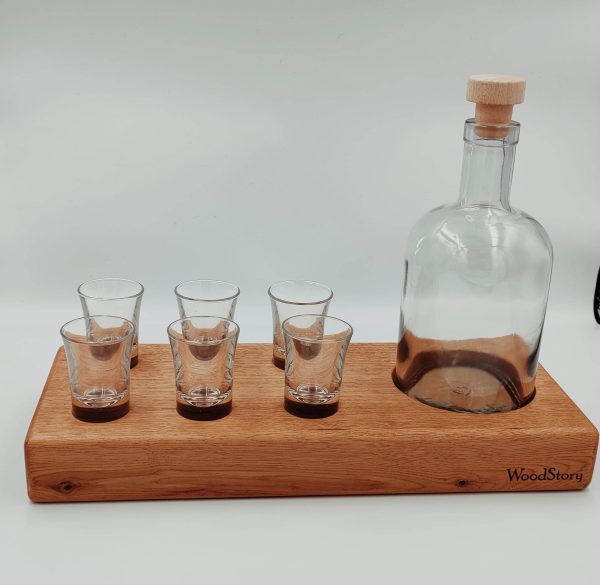 Stojalo za aperitiv s 6 kozarci in steklenico